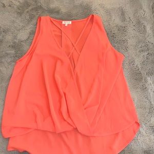 Coral low cut dress top